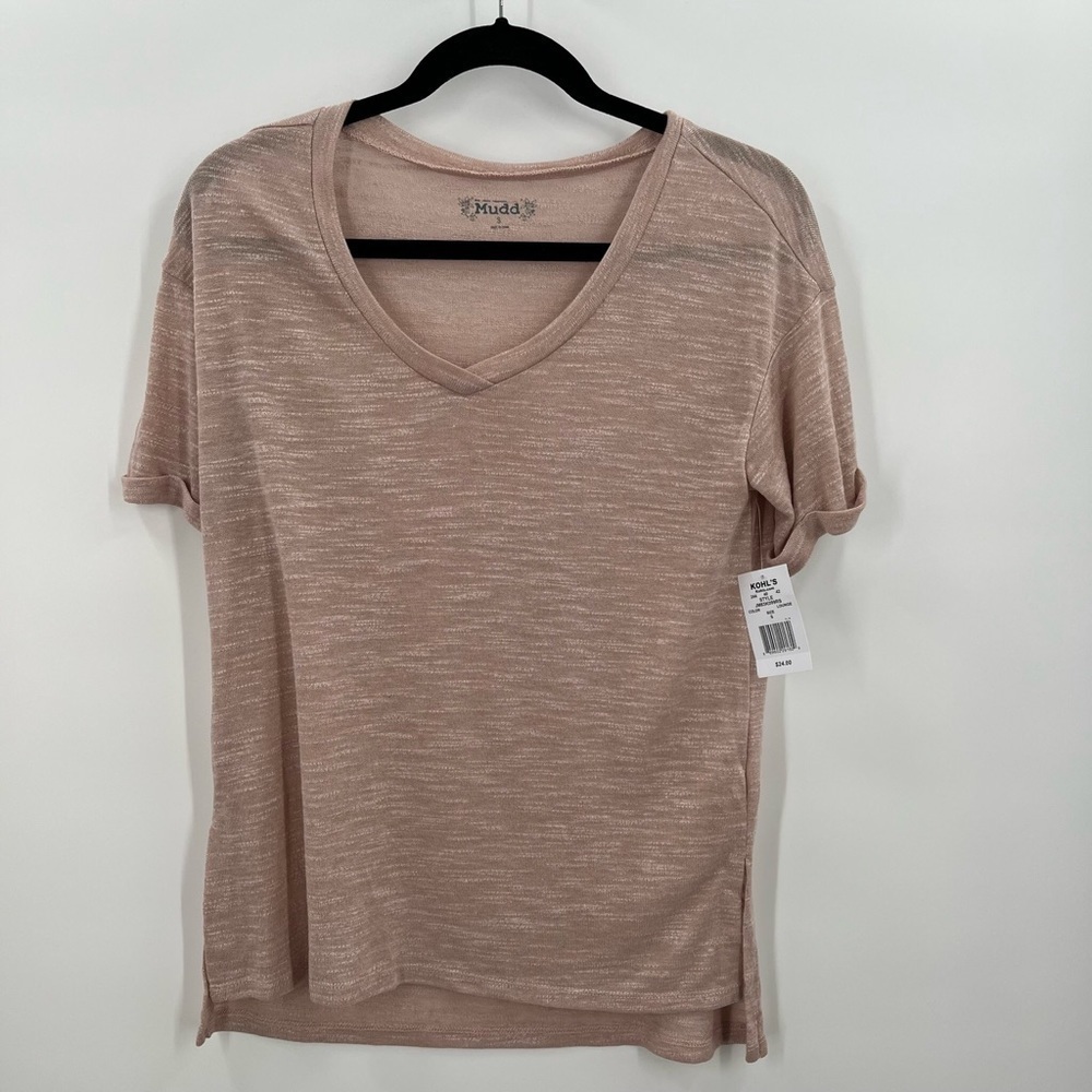 Mudd V-Neck Cuffed Short Sleeve Ladies Small NEW